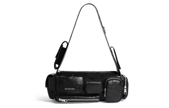 Balenciaga Сумка через плечо из суперзернистой овчины с тканевой отделкой, женская, черная