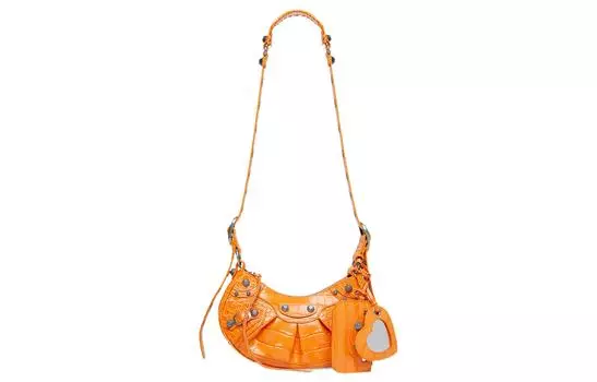 Balenciaga Сумка через плечо Le Cagole из мягкой коровьей кожи с тиснением под крокодила, мини-сумка для женщин, оранжевого цвета