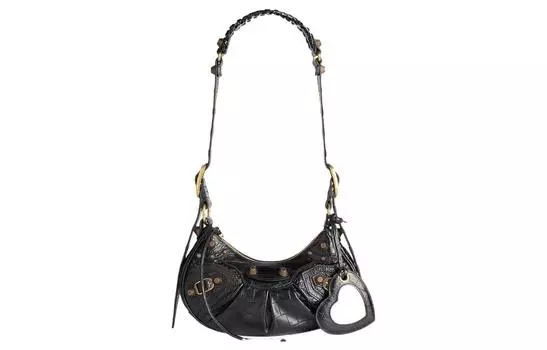 Balenciaga Сумка через плечо Le Cagole Xs с тиснением под крокодила, черная