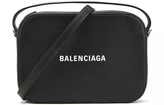 Balenciaga Сумка для фотоаппарата из зернистой телячьей кожи, сумка через плечо, мужская черная сумка Tubas
