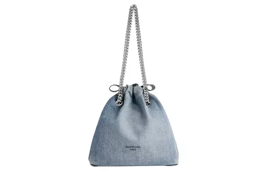 Balenciaga Сумка для мусора CRUSH Cotton, сумка-шоппер, сумка для покупок, женская сумка Trumpets, синяя джинсовая