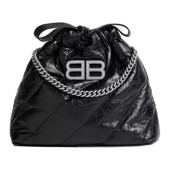 Balenciaga Сумка для мусора CRUSH из коровьей кожи, сумка на плечо, женская, черная