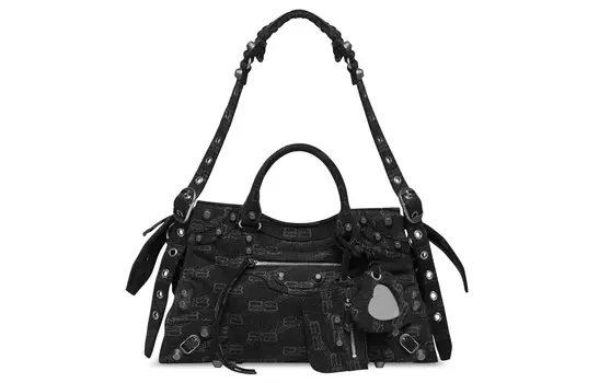 Balenciaga Сумка джинсовая на одно плечо с монограммой BB, стандартная, женская, черная