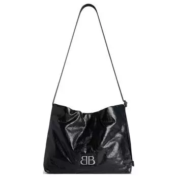 Balenciaga Сумка-хобо из мелкозернистой коровьей кожи, женская, черная