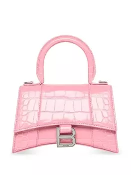 Сумка Balenciaga Hourglass с тиснением под крокодила, розовый