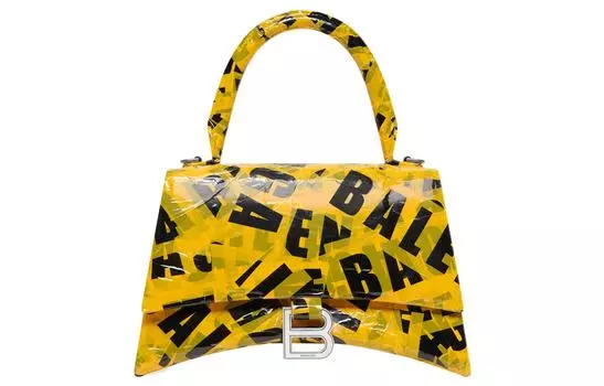Balenciaga Сумка Hourglass Top Handle Small Tape In Yellow