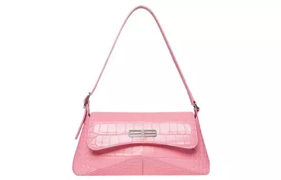 Balenciaga Сумка-клапан Xx с тиснением под крокодила, маленькая, розовая