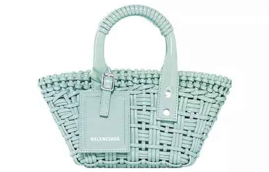 Balenciaga Сумка-корзина BISTRO из коровьей кожи, ручная сумка, сумка через плечо, женская сумка светло-голубого цвета