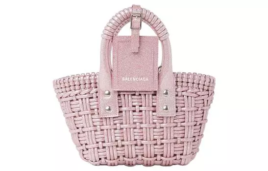 Balenciaga Сумка-корзина BISTRO из полиуретана, сумка на плечо, сумка через плечо, очень маленькая женская розовая