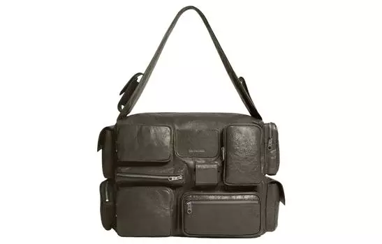 Balenciaga Сумка-мессенджер Arena из овчины Superbusy, мужская, темно-зеленая
