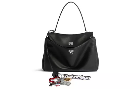 Balenciaga Сумка на одно плечо из гладкой телячьей кожи, черная, женская, среднего размера