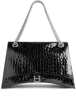 Balenciaga сумка на плечо Crush с тиснением под кожу крокодила, черный