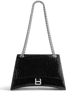 Balenciaga сумка на плечо Crush с тиснением под кожу крокодила, черный