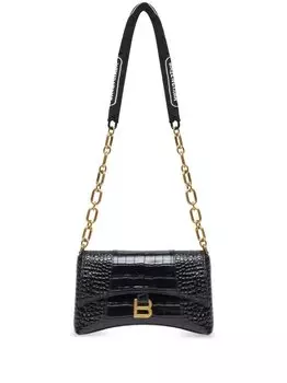 Balenciaga сумка на плечо Downtown XS с тиснением под кожу крокодила, черный