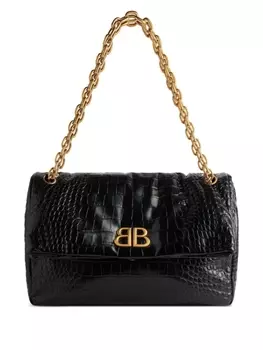 Balenciaga сумка на плечо Monaco с тиснением под кожу крокодила, черный