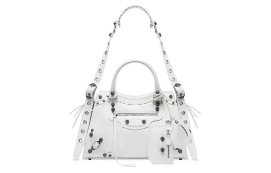 Balenciaga Сумка Neo Cagole City из мелкозернистой овчины на одно плечо, маленькая женская, белая
