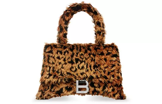 Balenciaga Сумка-песочные часы из искусственного меха, сумка через плечо, женская, коричневого цвета, небольшого размера