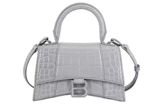 Balenciaga Сумка-песочные часы из коровьей кожи, сумка через плечо, сумка-мессенджер, женская, очень маленького размера, цвета слоновой кости и серого цвета