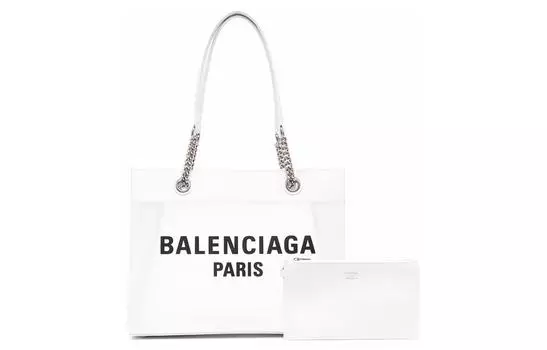 Balenciaga Сумка-шоппер DUTY FREE из ткани, женская, белого цвета, среднего размера