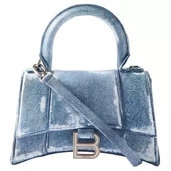 Balenciaga Сумка-тоут "песочные часы", очень маленькая, женская, джинсовая, синяя