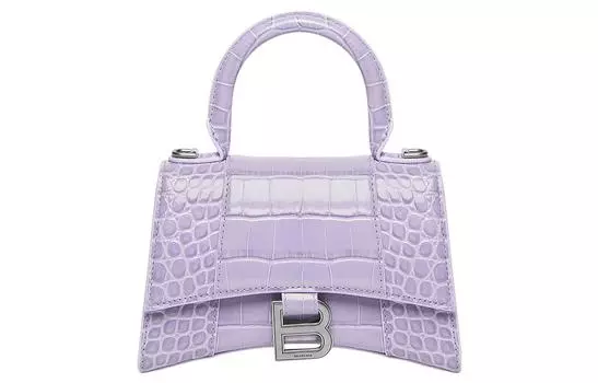 Balenciaga Сумка-тоут с песочными часами и верхней ручкой, цвет "крокодил", сиреневый