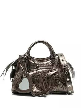 Balenciaga сумка-тоут XS Neo Cagole с эффектом металлик, коричневый