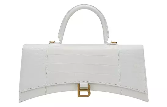 Balenciaga Сумка-труба женская из коровьей кожи в форме песочных часов белого цвета