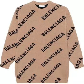 Balenciaga Свитер All Over Logo Crewneck 'Beige/Black'