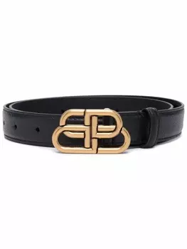 Balenciaga тисненый ремень с пряжкой-логотипом BB, черный