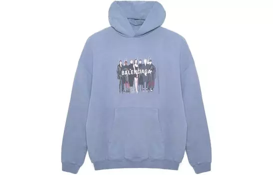 Balenciaga Толстовка свободного кроя, унисекс, серо-синяя