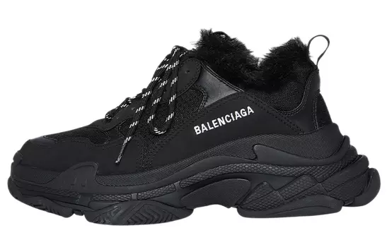 Кроссовки Balenciaga Triple S Fake Fur, черный