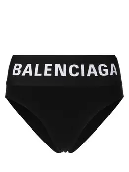 Balenciaga трусы-брифы с завышенной талией и логотипом, черный