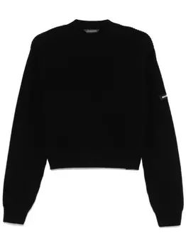 Balenciaga укороченный свитер с нашивкой, черный