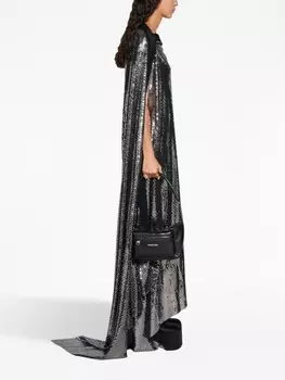 Balenciaga вечернее платье Minimal с эффектом металлик, черный