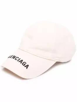 Balenciaga вельветовая кепка с вышитым логотипом, нейтральный цвет
