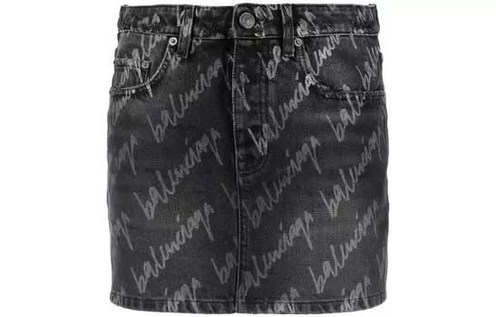 Юбка джинсовая Balenciaga женская, черный
