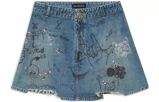Джинсовая юбка Balenciaga, синий
