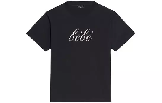 Футболка женская Balenciaga Bebe в винтажном стиле, черный