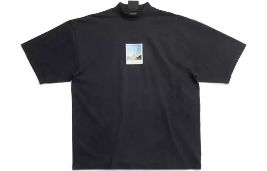 Футболка женская Balenciaga с мини принтом, черный