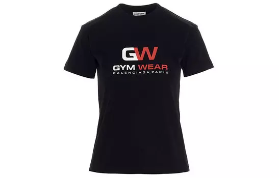 Футболка женская Balenciaga Gym Wear Logo, черный