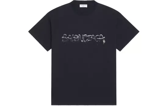 Balenciaga Женская футболка Slime среднего кроя в винтажном стиле, черная