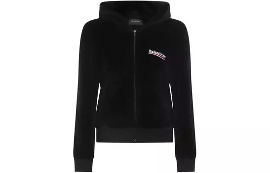 Худи женская Balenciaga Velour Zipped, черный