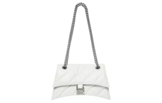 Balenciaga Женская стеганая сумка-мессенджер Crush Small Chain Bag, цвет Optic White