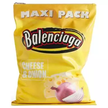 Balenciaga Женская сумка-клатч из гладкой телячьей кожи в форме чипсов, желтого цвета