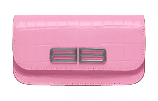 Balenciaga Женская сумка-кошелек Gossip из тисненой коровьей кожи с крокодиловым узором, розового цвета
