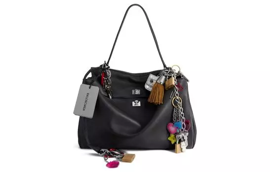 Balenciaga Женская сумка-туба из гладкой телячьей кожи на одно плечо, черная