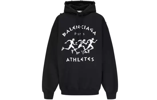 Худи женская Balenciaga Athletes Logo, черный / белый