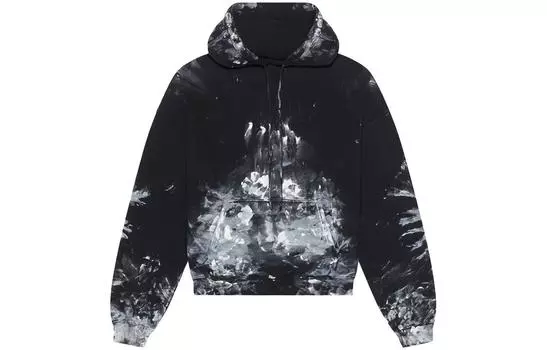 Толстовка женская Balenciaga с эффектом пятен, черный / белый