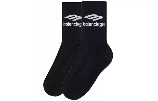 Balenciaga Женские Носки до середины икры, 3 шт. (черный)