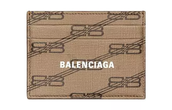 Balenciaga Женский держатель для карт из холста с покрытием, бежевый/коричневый